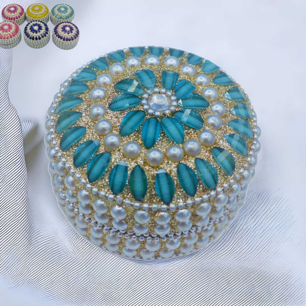 Pearl Jewelry Box For Women Jewelry Travel Case Indian Festival Favor Wedding Pooja Diwali Gift Jewelry Organizer For Mother’s Day Anniversary Housewarming